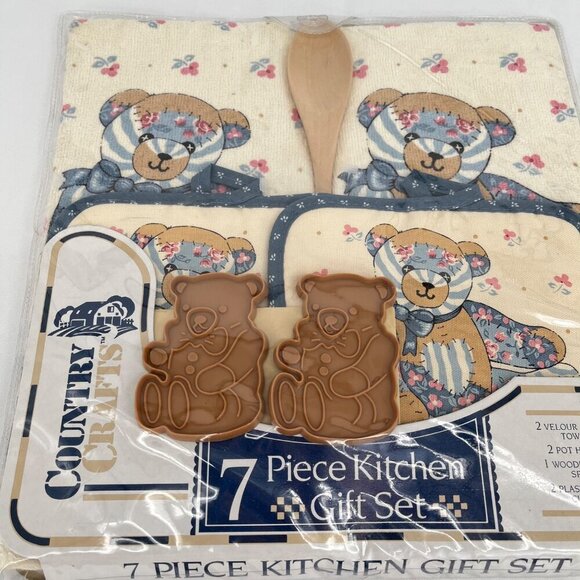 Country Crafts 7 Piece Kitchen‎ Gift Set With Bear Design NEW - Picture 3 of 4